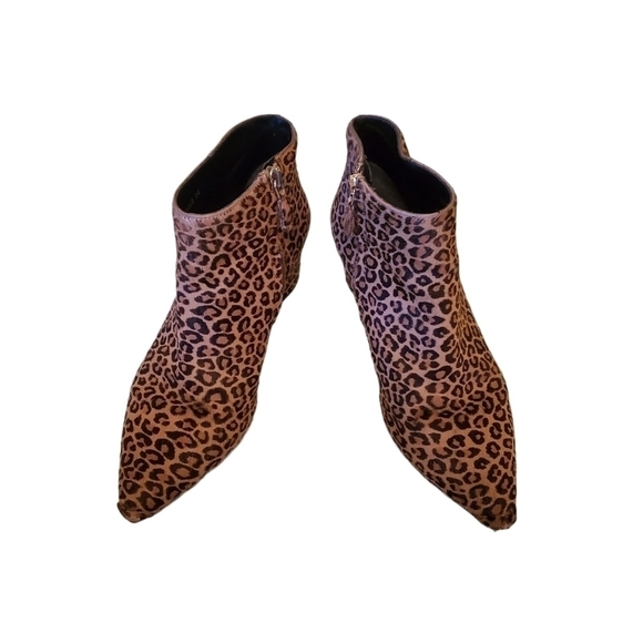 LK Bennett London Tamara Leopard Print Calf Hair Ankle Boots 5 Ponted Toe Bootie - Picture 2 of 11